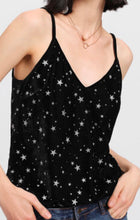Load image into Gallery viewer, Soft Shiny Silver Stars Strap Tank Cami Top
