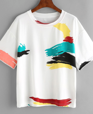 Brush 80s Graphic Soft White Tee Fashion Shirt Top