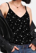 Load image into Gallery viewer, Soft Shiny Silver Stars Strap Tank Cami Top
