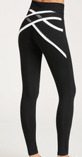 Load image into Gallery viewer, Black Soft White Criss Cross Lines Leggings
