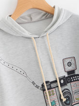 Load image into Gallery viewer, Drawstring Hoodie Camera Graphic Sweat Shirt Jacket

