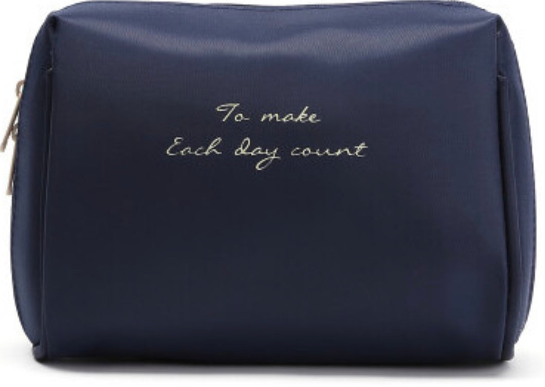Navy Inspirational Slogan Makeup Case Bag