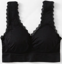 Load image into Gallery viewer, Sports Bra Top Lace Edge Black
