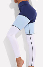 Load image into Gallery viewer, Blue Color Block Yoga Pilates Sport Leggings

