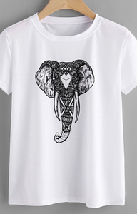 Elephant Graphic Tee Shirt Fashion Casual Top