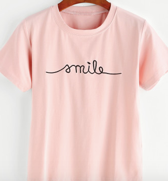 Pink Embroidered Tee Shirt Fashion Top