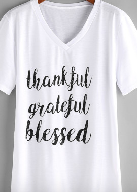 Blessed V Neck Tee Shirt Top