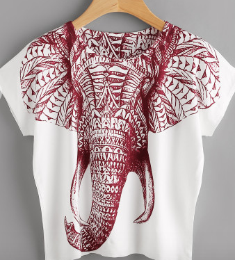 Elephant Red Tee Shirt Fashion Top