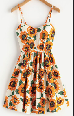 Happy Sunflower Sun Fashion Casual Dress
